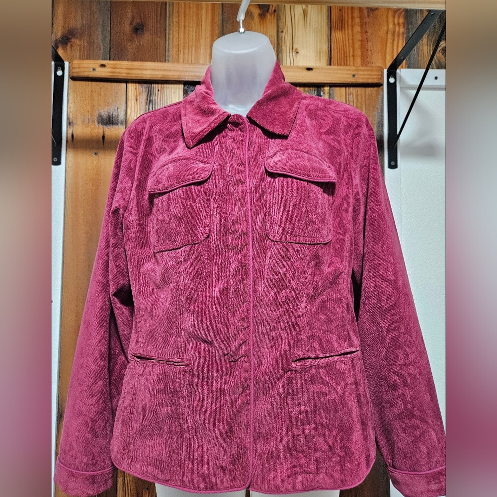 Chico's Maroon Jacket with High Collar
